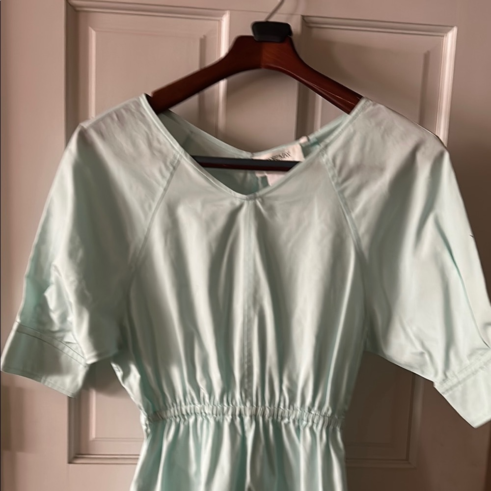 Green Casual V-Neck Raglan Mini Sundress